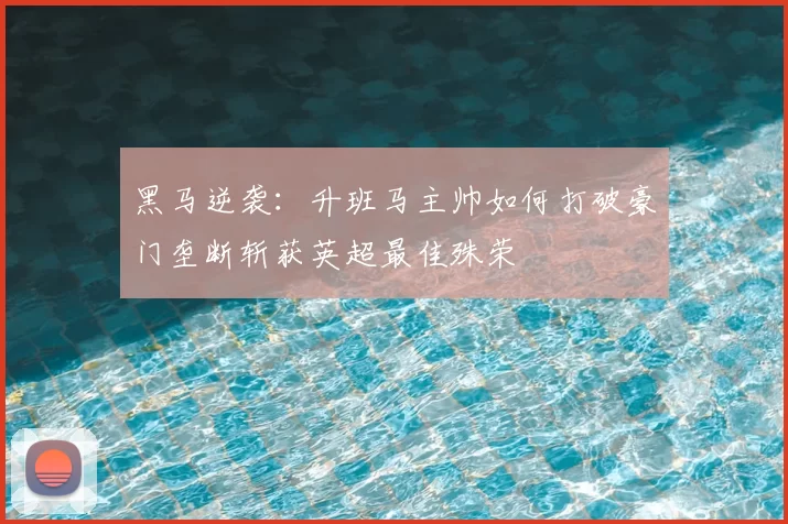黑马逆袭:升班马主帅如何打破豪门垄断斩获英超最佳殊荣